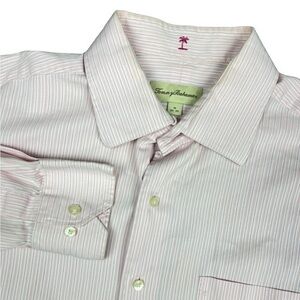 Tommy‎ Bahama Button Up Shirt Men’s 16” 34-35 Long Sleeve Light Pink 100% Cotton